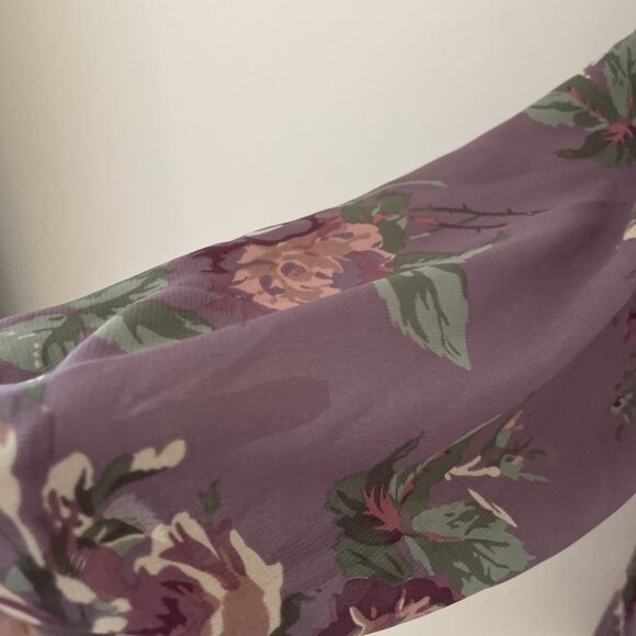 Chaps Sheer Peasant Top Blouse Size XL Petite Purple Floral Whimsigoth Fairy - Picture 4 of 11